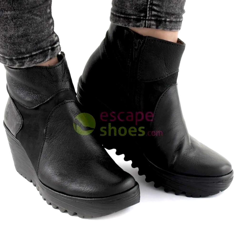 Fly London Ankle Boots Yellow Yago Black Women’s Size 37